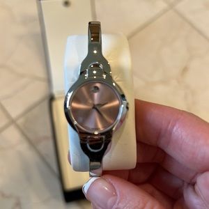 Never Worn!! Movado Women's Quartz Watch Kara Pink Dial Stainless Steel Bracelet